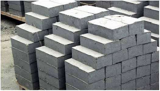Fly ash bricks at the manufacturing site